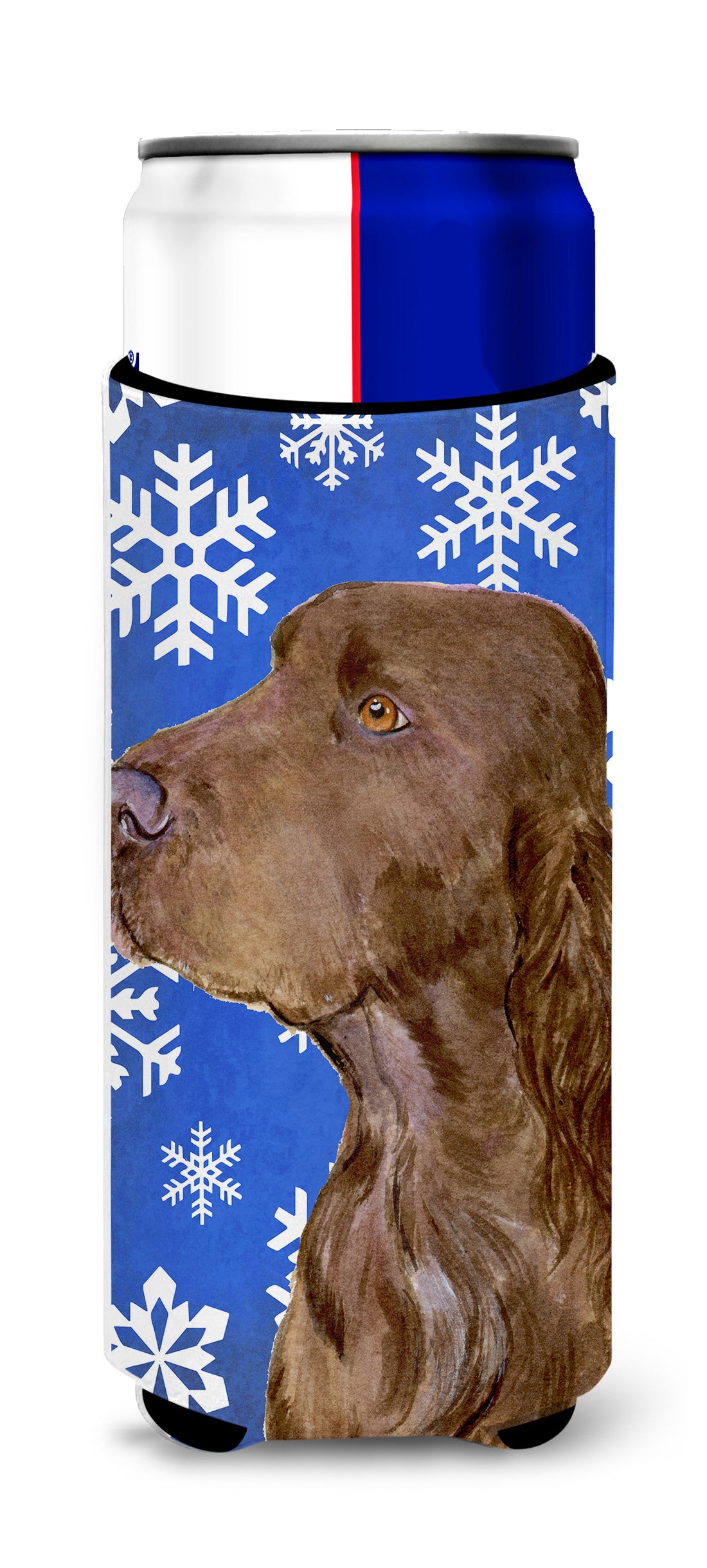 Field Spaniel Winter Snowflakes Holiday Ultra Beverage Insulators for slim cans SS4663MUK.