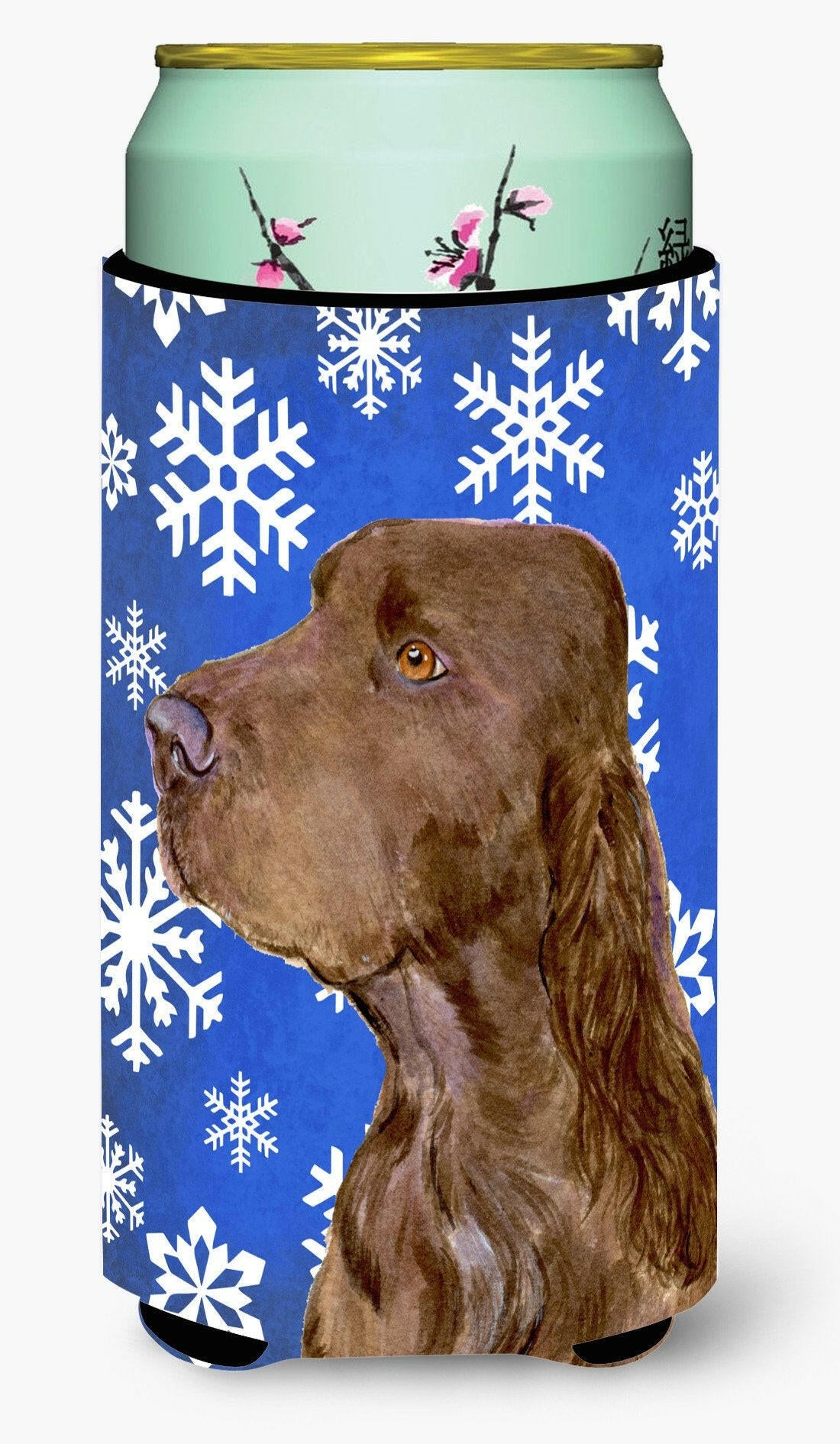 Field Spaniel Winter Snowflakes Holiday  Tall Boy Beverage Insulator Beverage Insulator Hugger by Caroline's Treasures