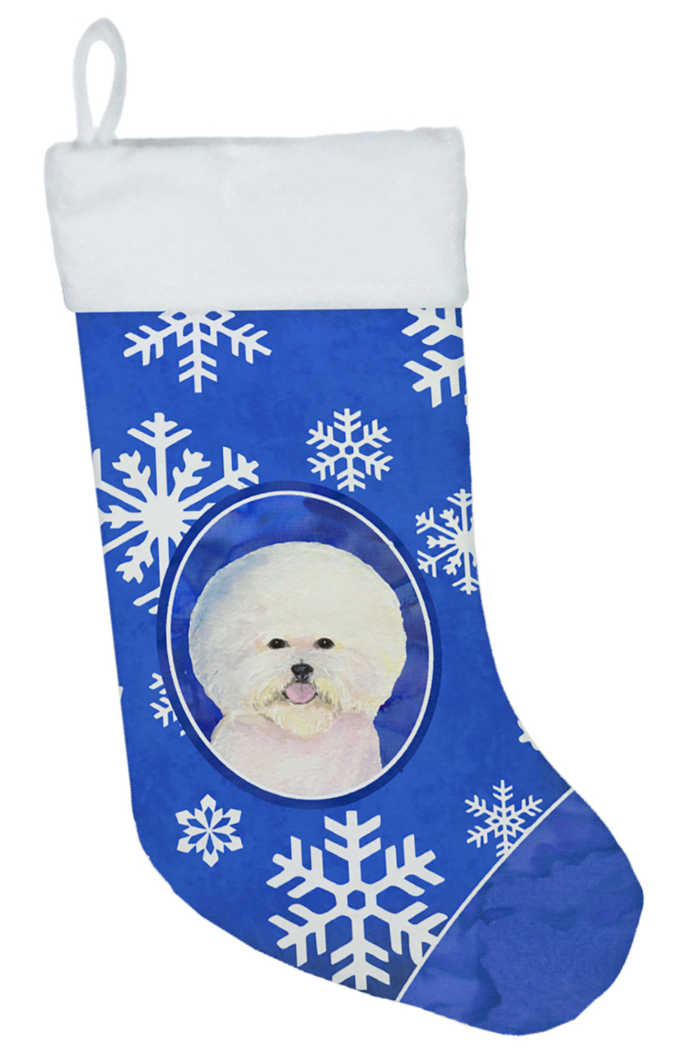 Bichon Frise Winter Snowflakes Christmas Stocking SS4664  the-store.com.