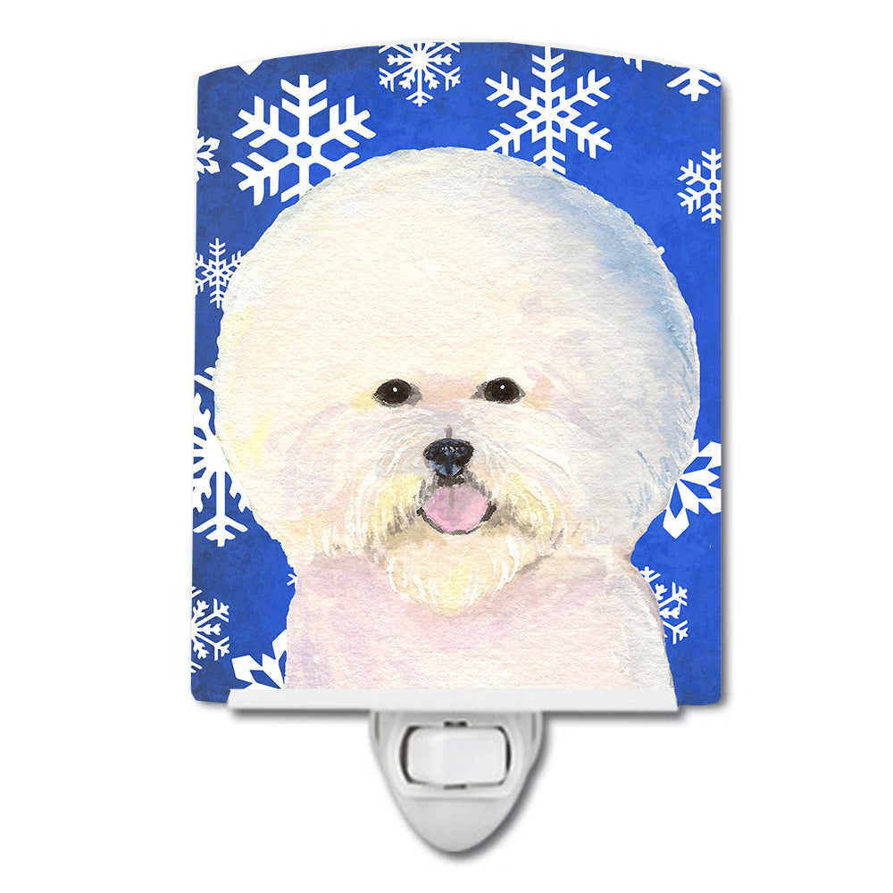 Bichon Frise Winter Snowflakes Holiday Ceramic Night Light SS4664CNL - the-store.com