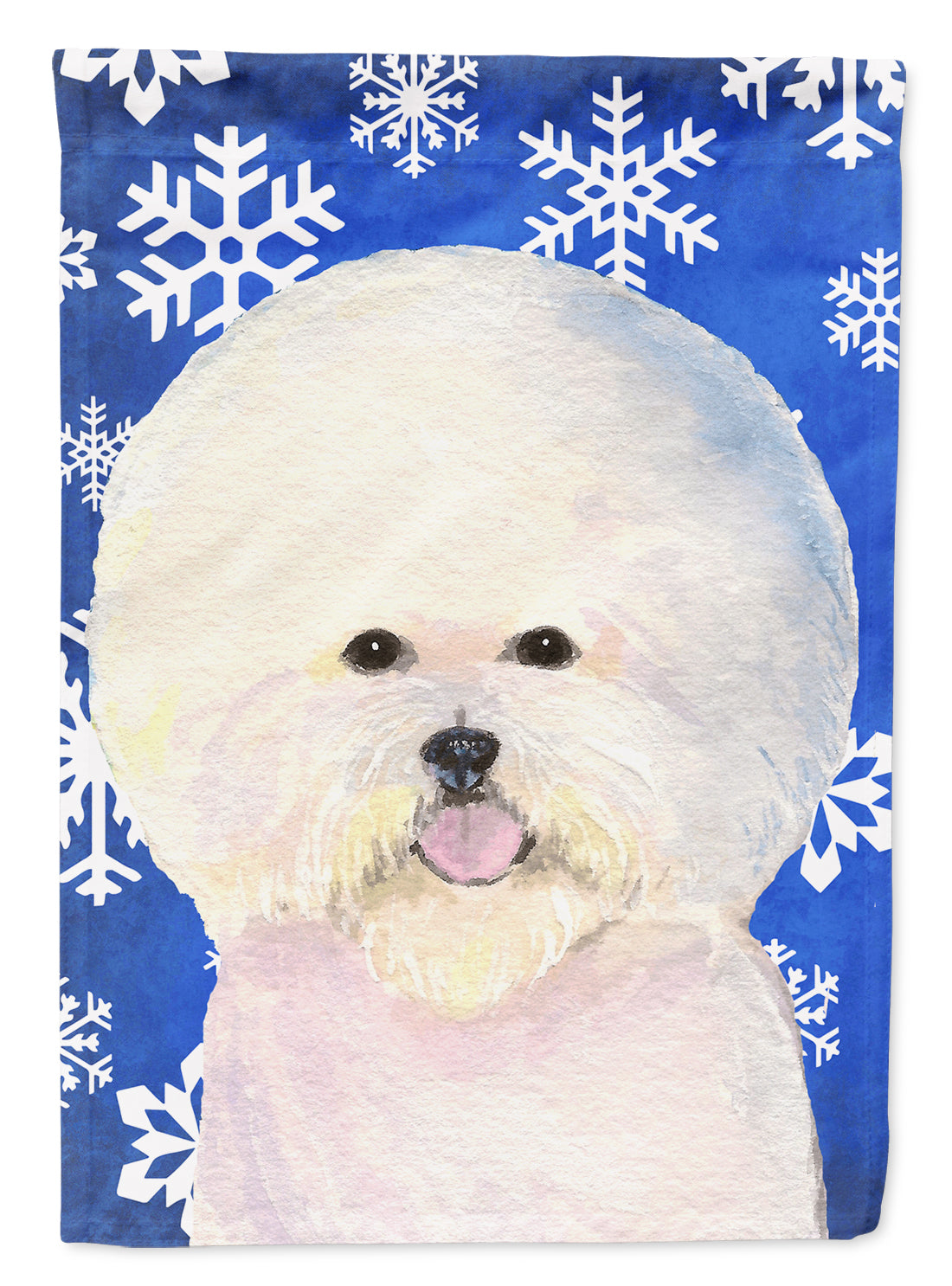 Bichon Frise Winter Snowflakes Holiday Flag Garden Size.