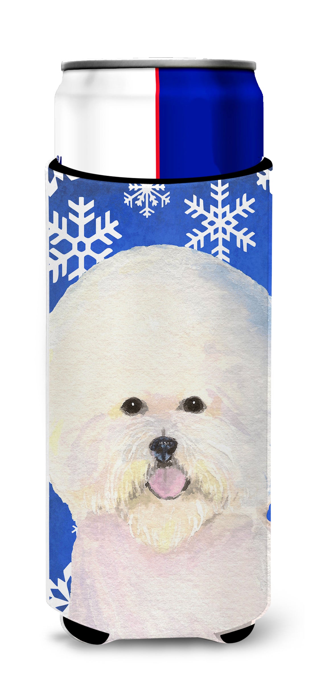 Bichon Frise Winter Snowflakes Holiday Ultra Beverage Insulators for slim cans SS4664MUK.