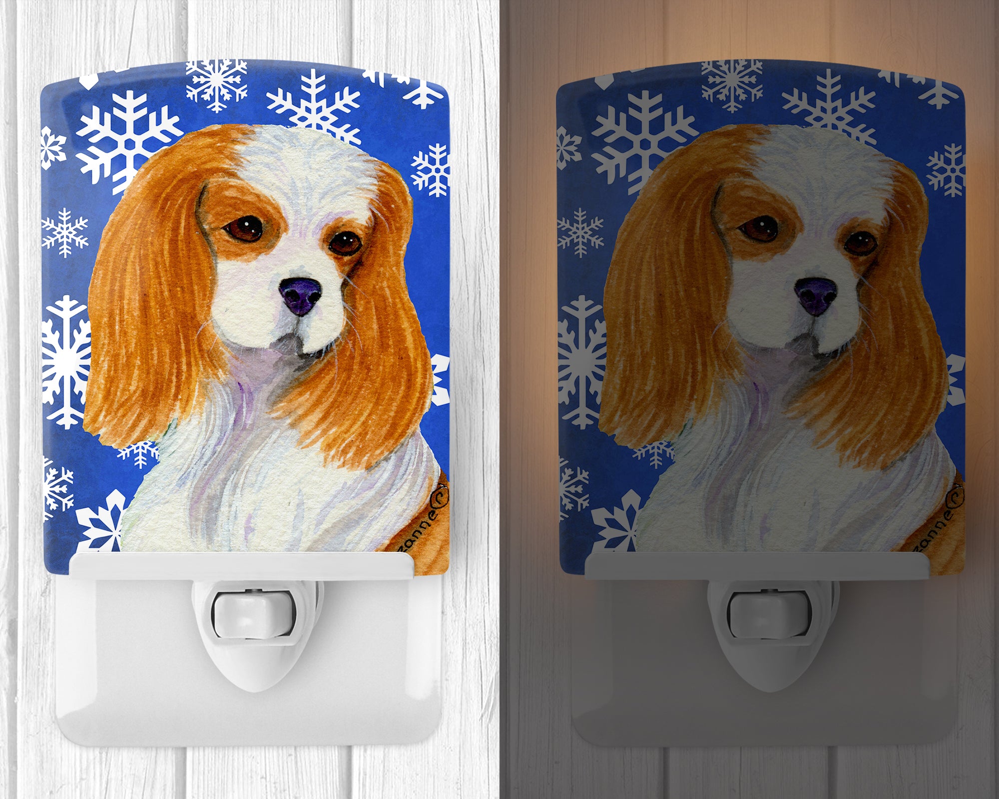 Cavalier Spaniel Winter Snowflakes Holiday Ceramic Night Light SS4665CNL - the-store.com