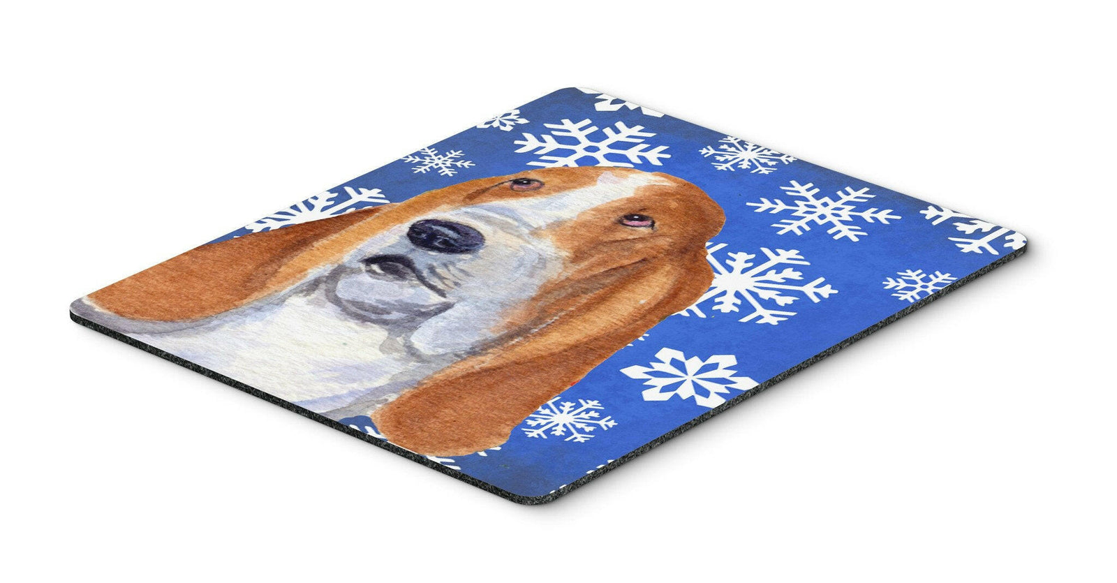 Basset Hound Winter Snowflakes Holiday Mouse Pad, Hot Pad or Trivet by Caroline's Treasures