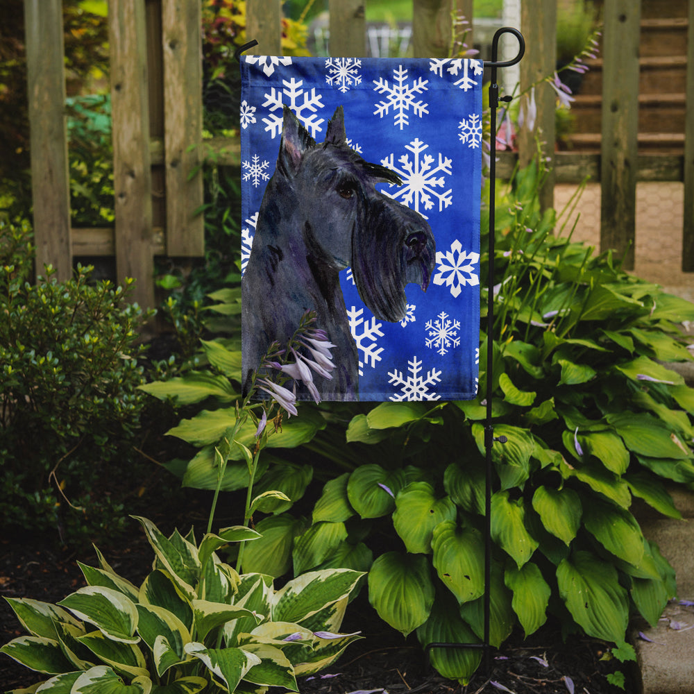 Scottish Terrier Winter Snowflakes Holiday Flag Garden Size.