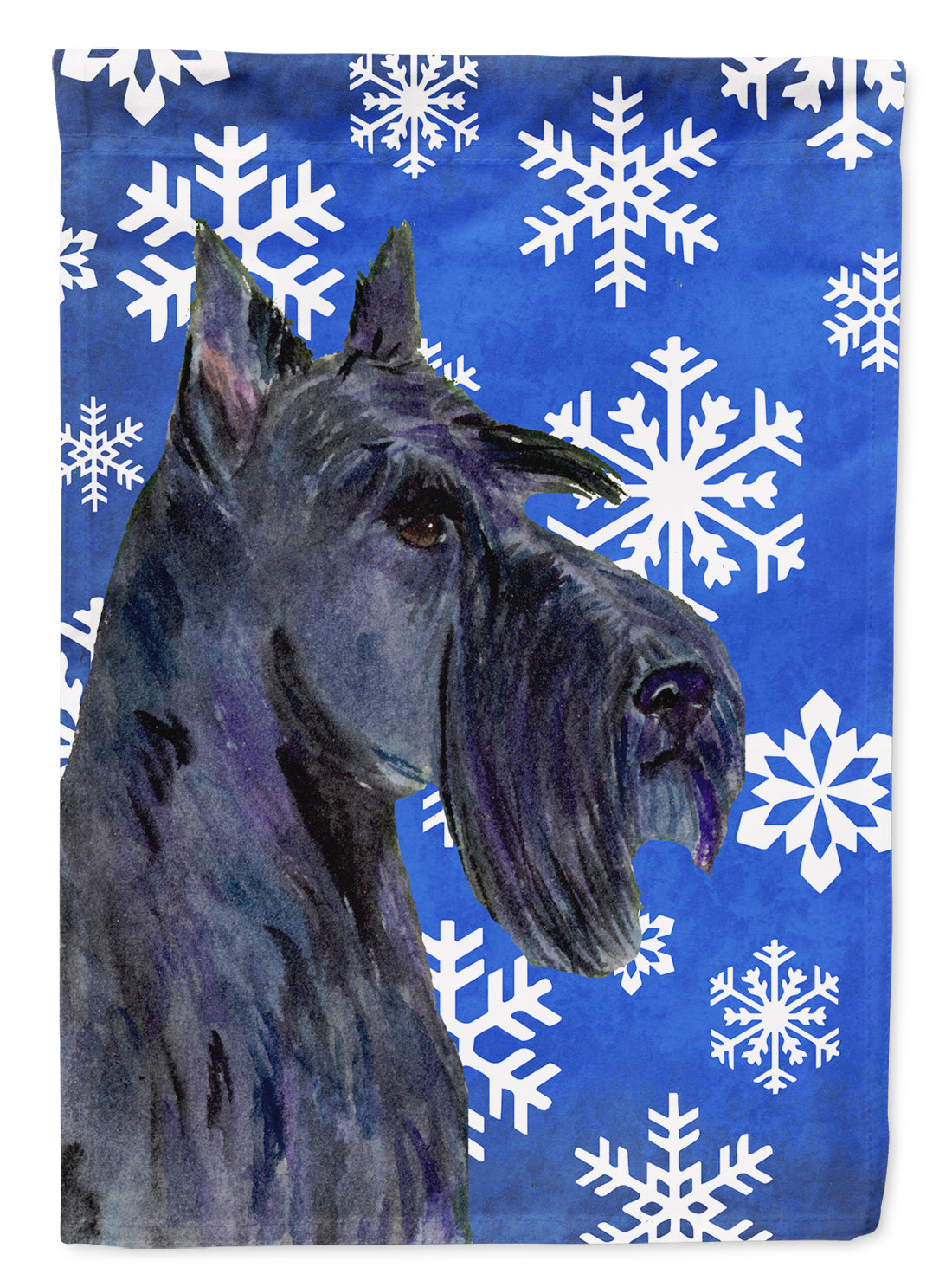 Scottish Terrier Winter Snowflakes Holiday Flag Garden Size.