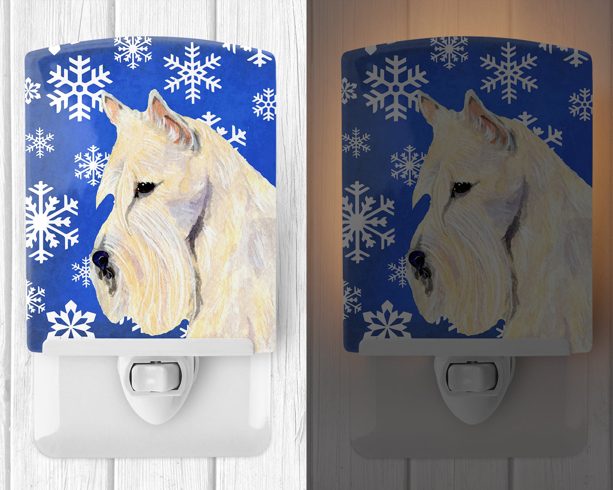 Scottish Terrier Winter Snowflakes Holiday Ceramic Night Light SS4668CNL - the-store.com