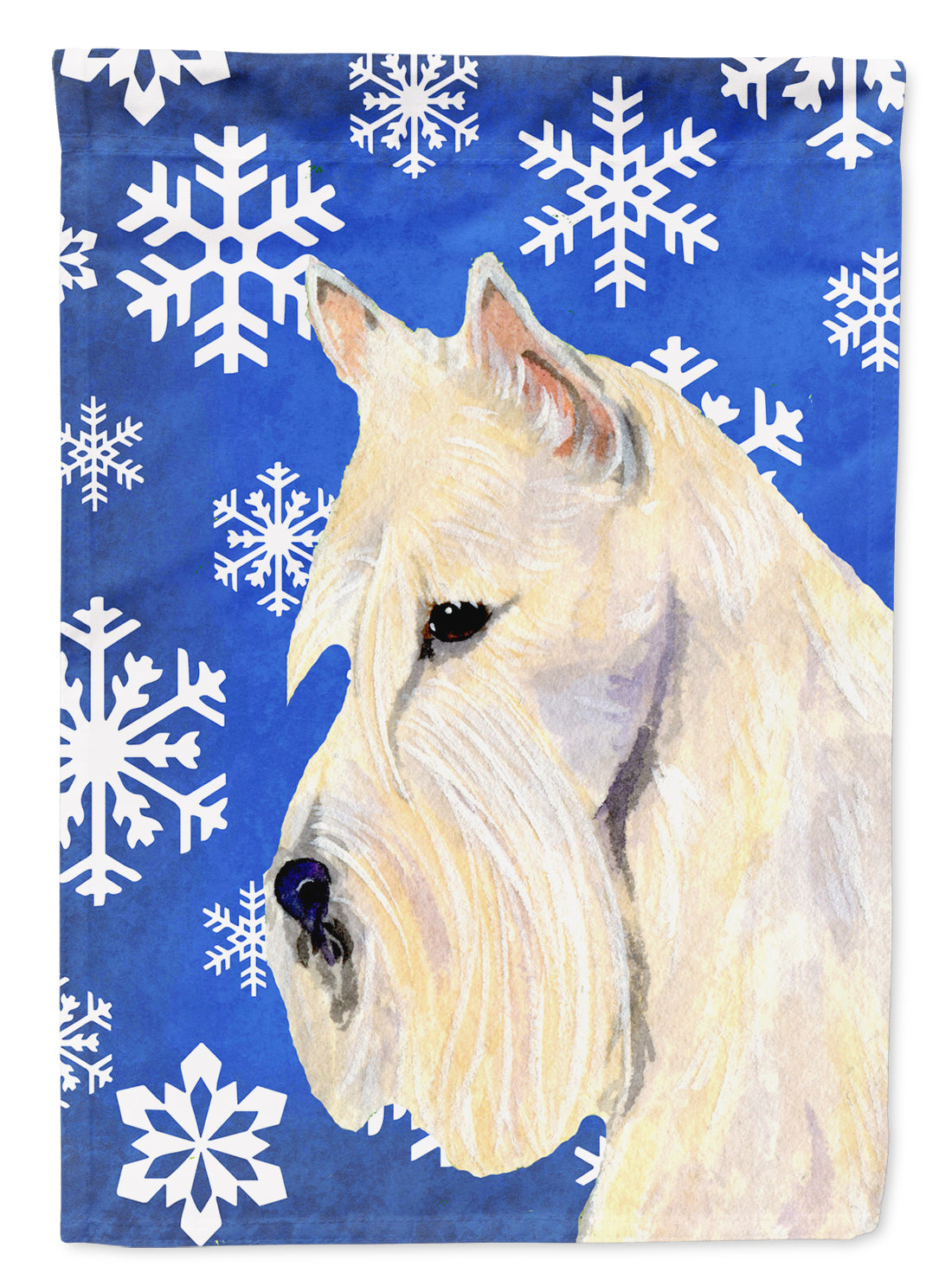 Scottish Terrier Winter Snowflakes Holiday Flag Garden Size.