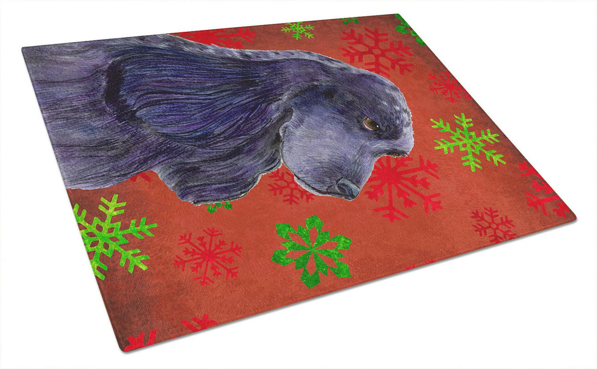 Cocker Spaniel Red and Green Snowflakes Christmas Glass Cutting Board Large by Caroline&#39;s Treasures