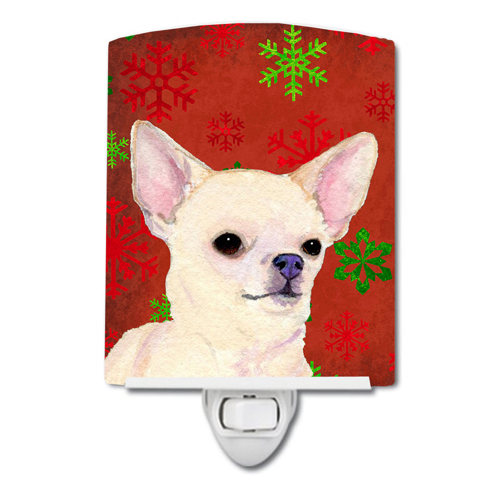 Chihuahua Red and Green Snowflakes Holiday Christmas Ceramic Night Light SS4679CNL - the-store.com