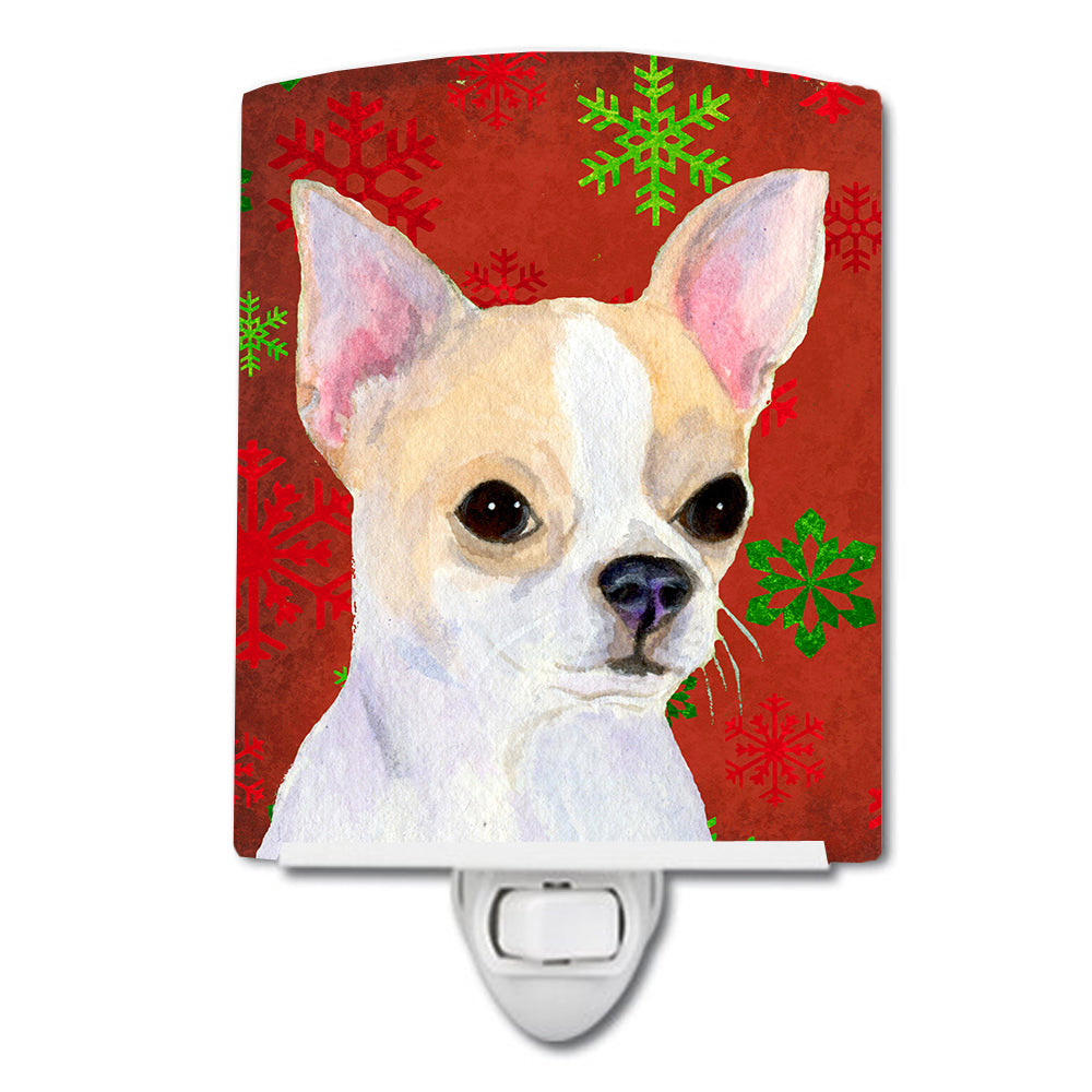 Chihuahua Red and Green Snowflakes Holiday Christmas Ceramic Night Light SS4681CNL - the-store.com