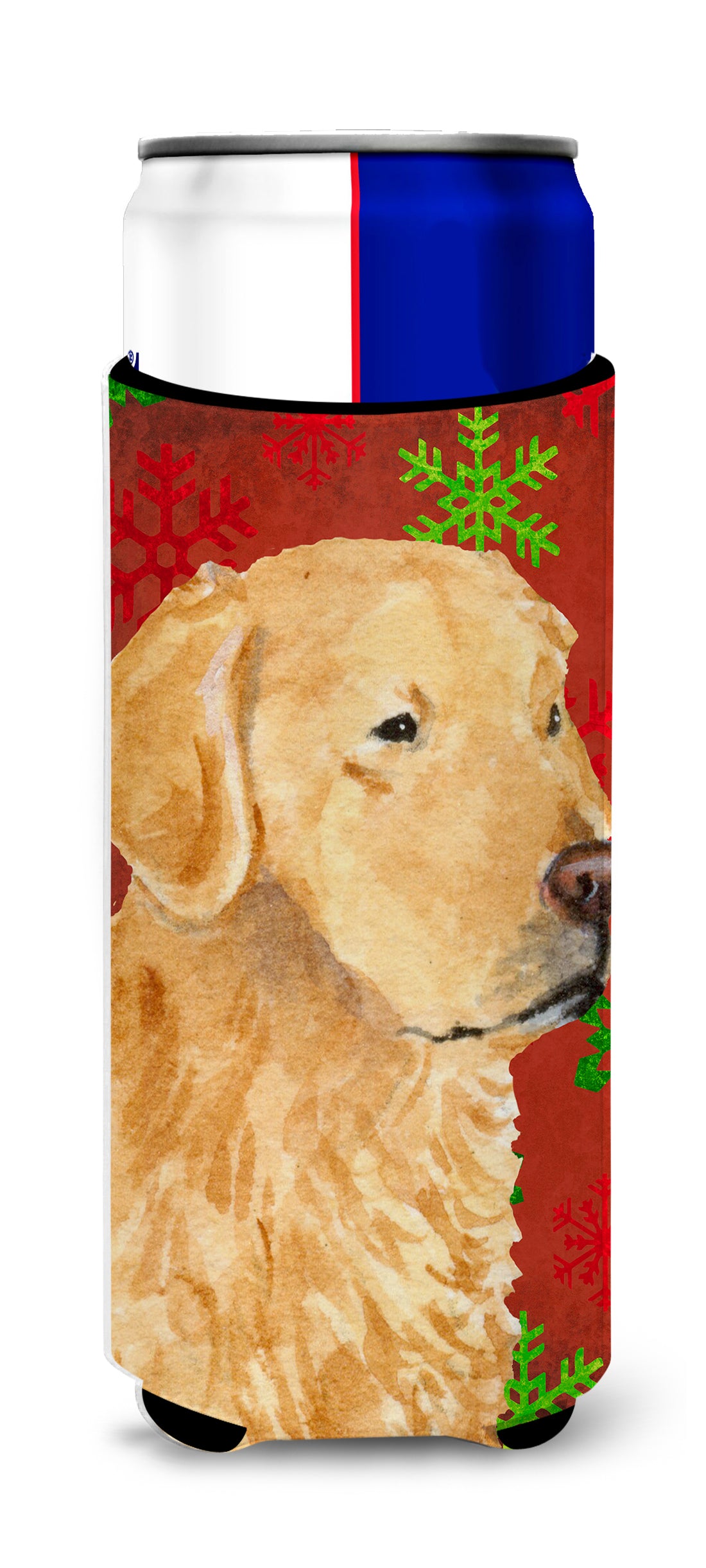 Golden Retriever Red Green Snowflake Holiday Christmas Ultra Beverage Insulators for slim cans SS4683MUK.