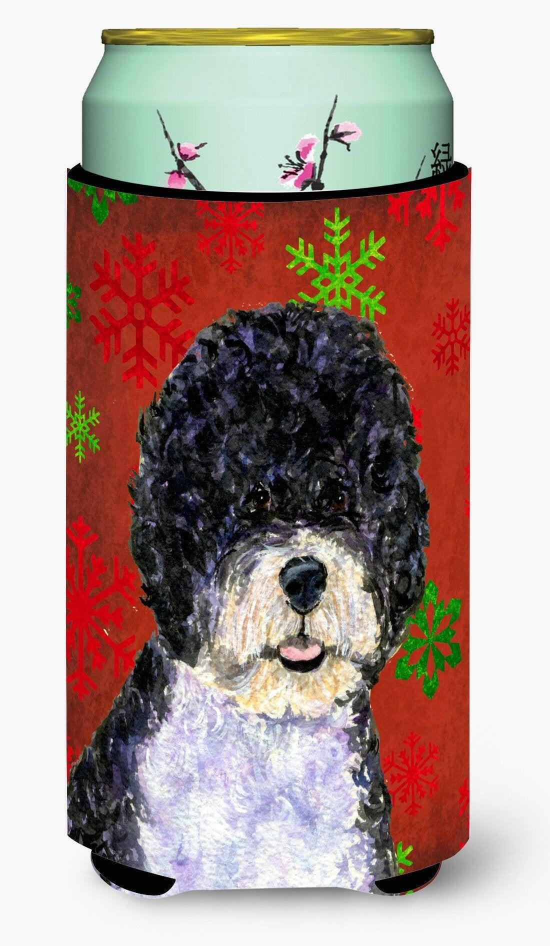 Portuguese Water Dog Red Green Snowflake Christmas  Tall Boy Beverage Insulator Beverage Insulator Hugger by Caroline's Treasures