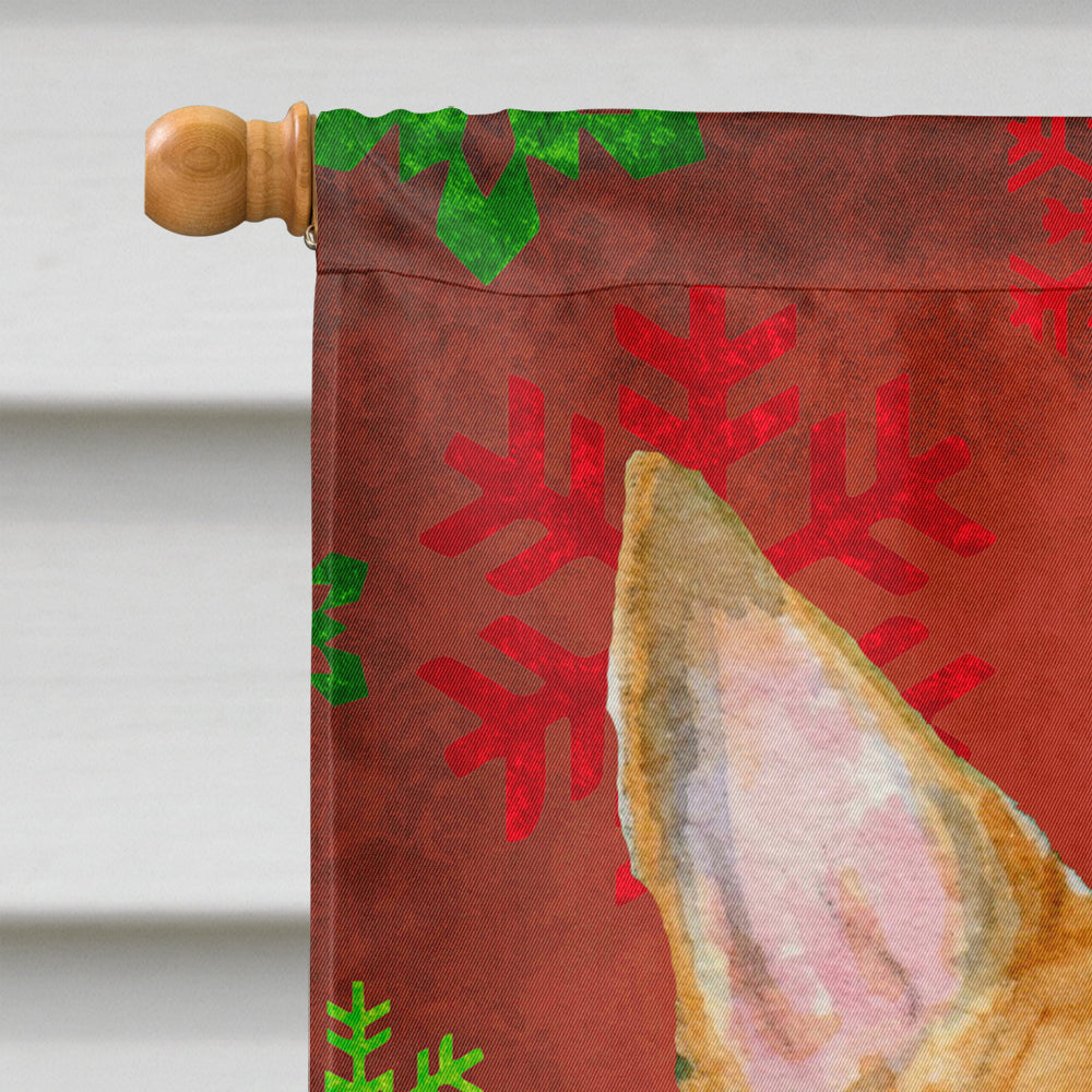 Bull Terrier Red and Green Snowflakes Holiday Christmas Flag Canvas House Size  the-store.com.