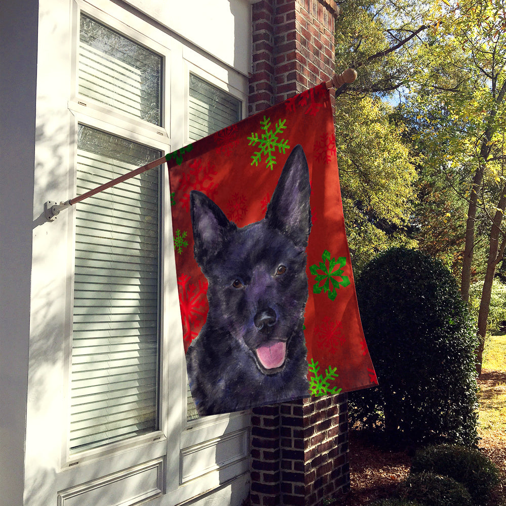 Australian Kelpie Red Green Snowflakes Holiday Christmas Flag Canvas House Size  the-store.com.