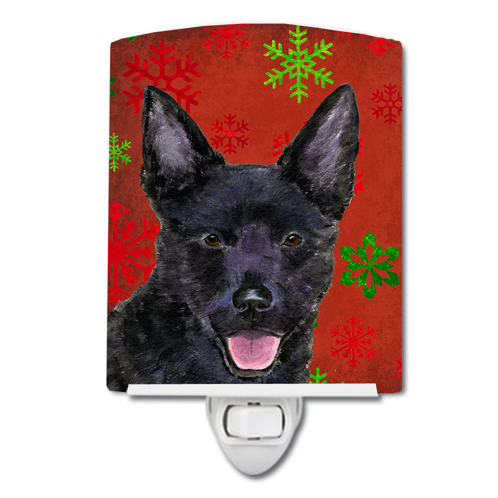 Australian Kelpie Red Green Snowflakes Christmas Ceramic Night Light SS4705CNL - the-store.com