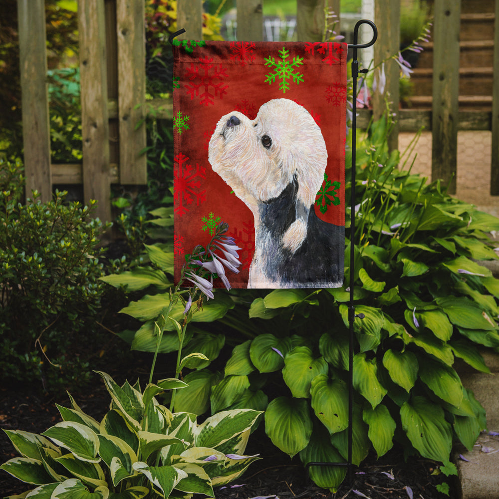 Dandie Dinmont Terrier Red Green Snowflakes Christmas Flag Garden Size.