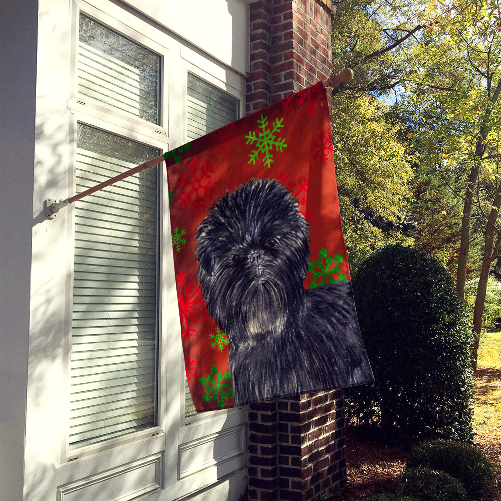 Affenpinscher Red Green Snowflakes Christmas Flag Canvas House Size  the-store.com.