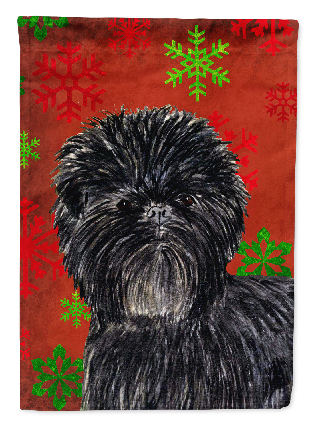 Affenpinscher Red Green Snowflakes Christmas Flag Canvas House Size  the-store.com.