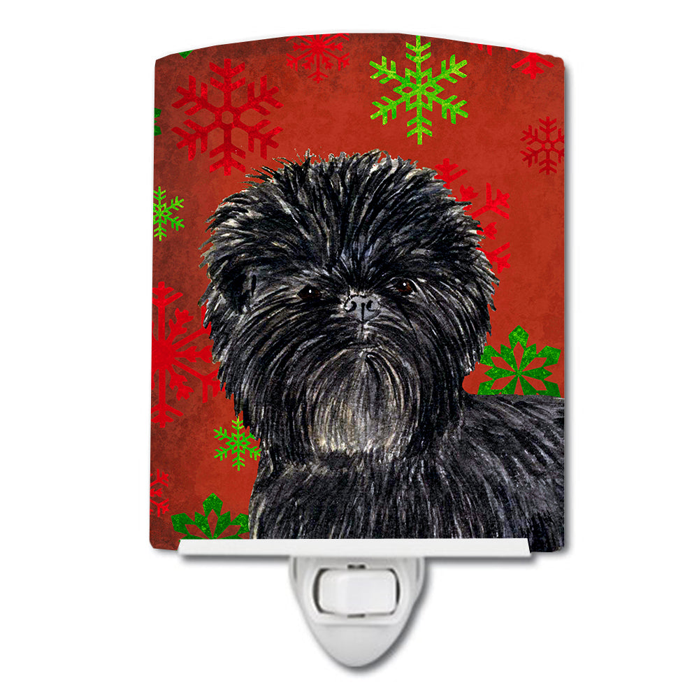 Affenpinscher Red Green Snowflakes Christmas Ceramic Night Light SS4718CNL - the-store.com