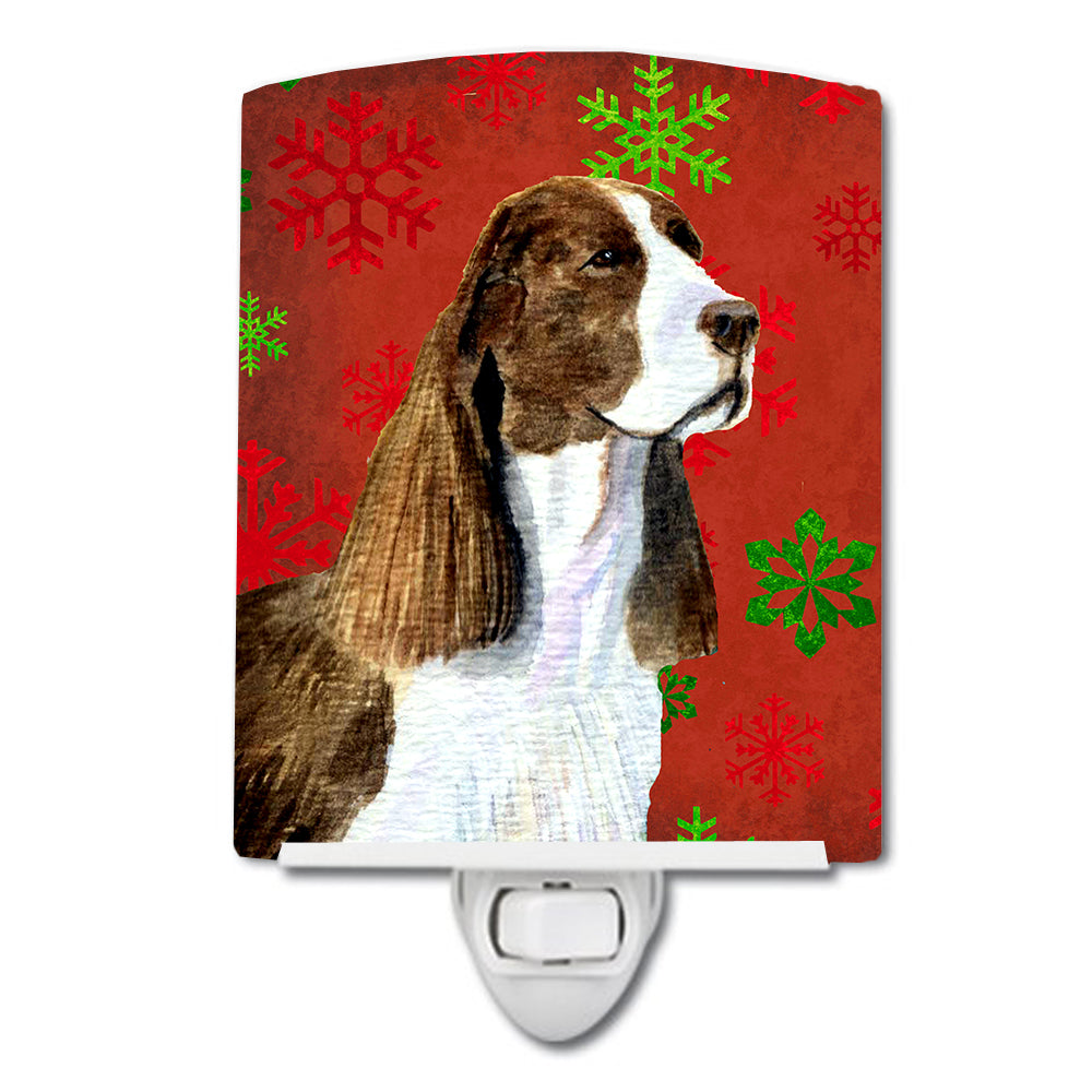 Springer Spaniel Red and Green Snowflakes Holiday Christmas Ceramic Night Light SS4720CNL - the-store.com