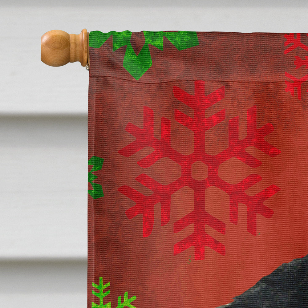 Gordon Setter Red and Green Snowflakes Holiday Christmas Flag Canvas House Size  the-store.com.