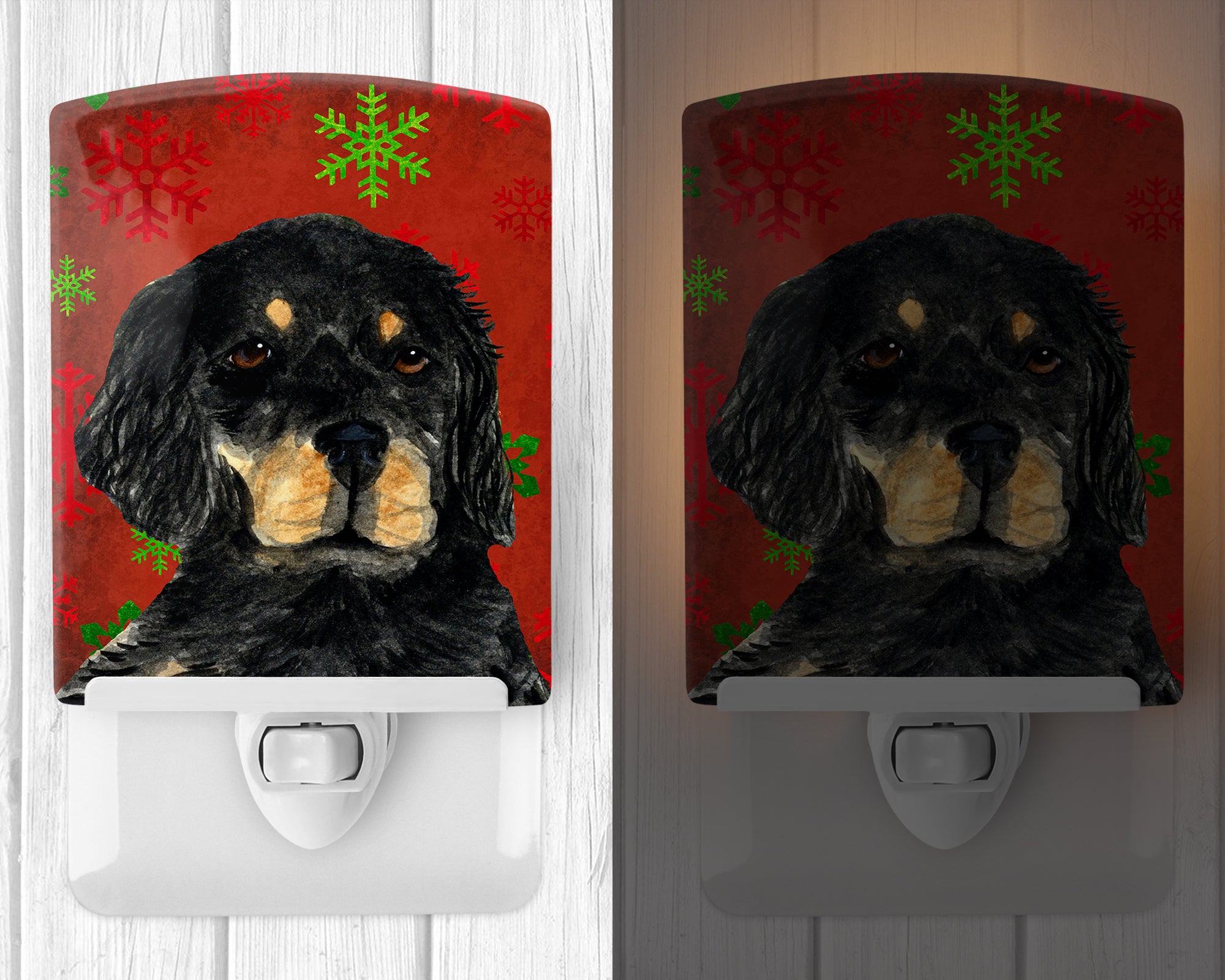 Gordon Setter Red Green Snowflakes Christmas Ceramic Night Light SS4722CNL - the-store.com