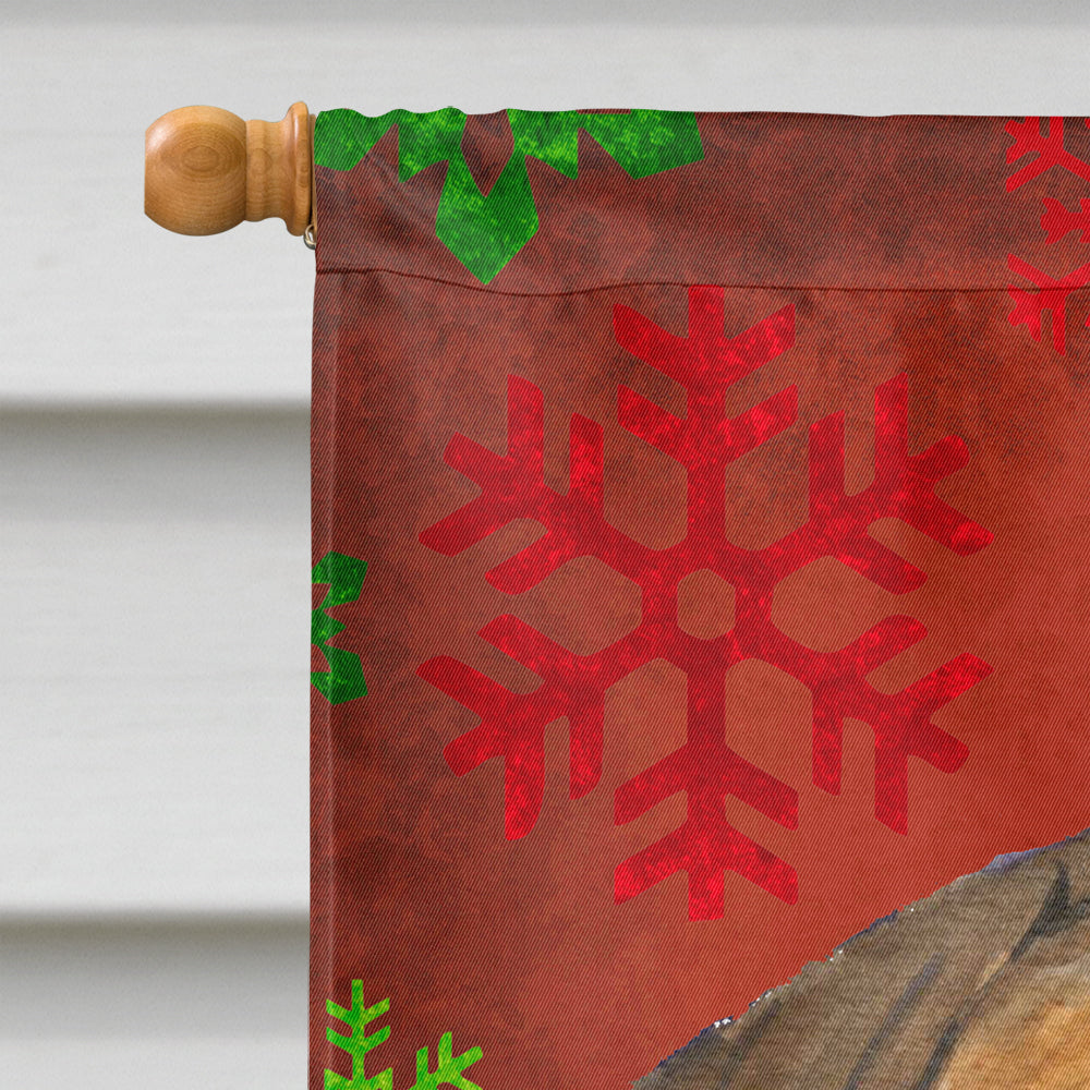 Bullmastiff Red and Green Snowflakes Holiday Christmas Flag Canvas House Size  the-store.com.