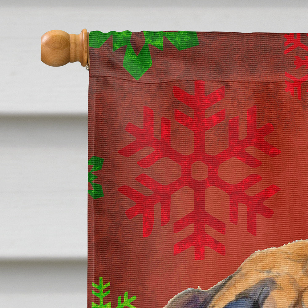 Mastiff Red and Green Snowflakes Holiday Christmas Flag Canvas House Size  the-store.com.