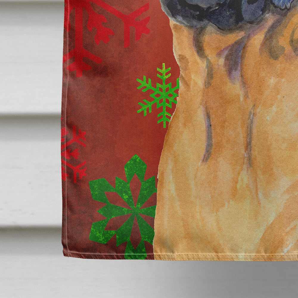 Mastiff Red and Green Snowflakes Holiday Christmas Flag Canvas House Size  the-store.com.