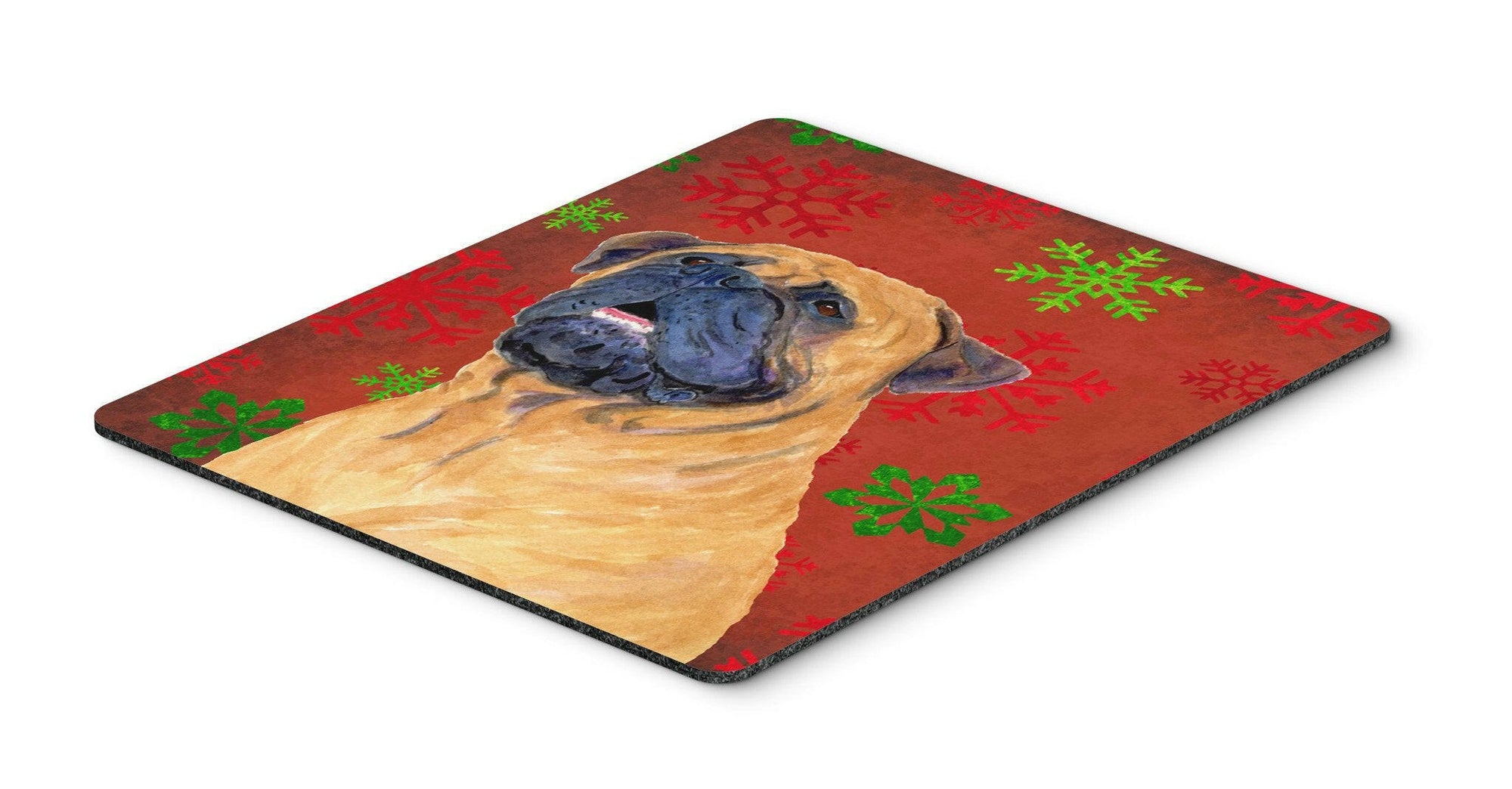 Mastiff Red and Green Snowflakes Holiday Christmas Mouse Pad, Hot Pad or Trivet by Caroline's Treasures