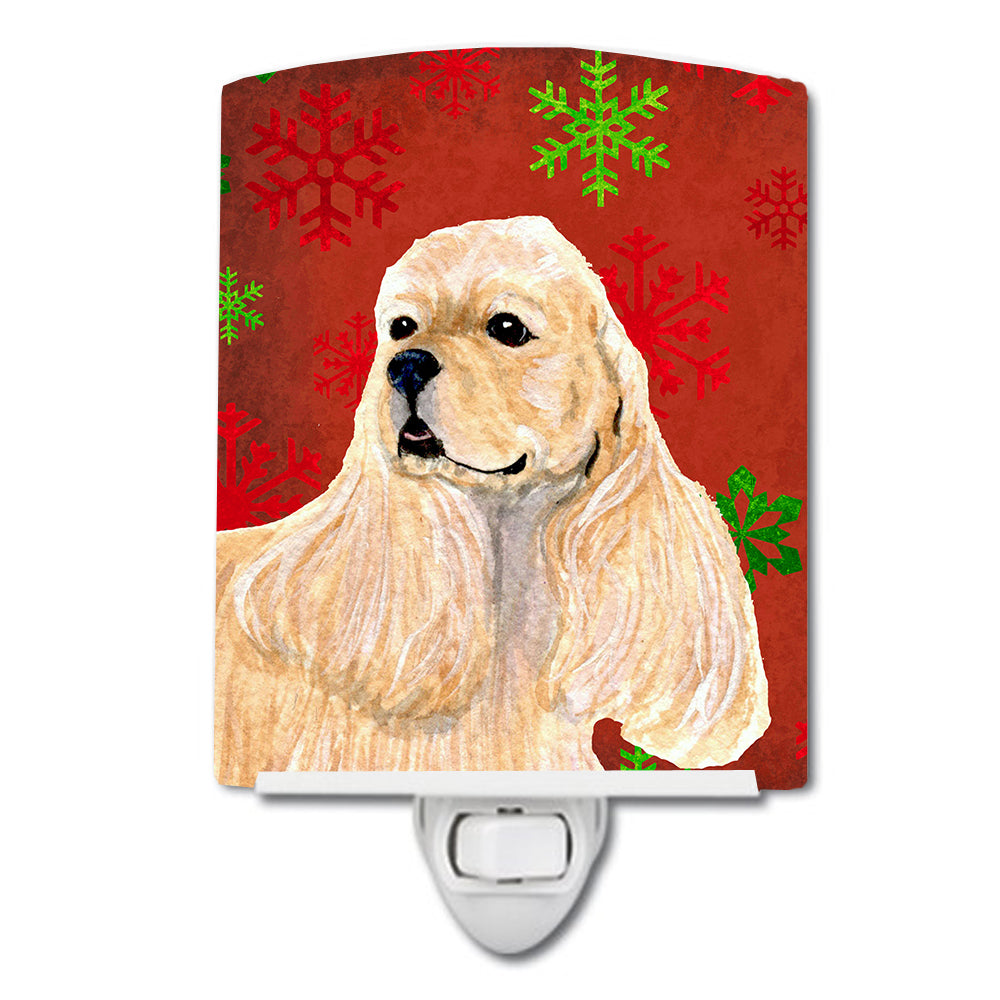 Buff Cocker Spaniel Red Green Snowflakes Christmas Ceramic Night Light SS4729CNL - the-store.com