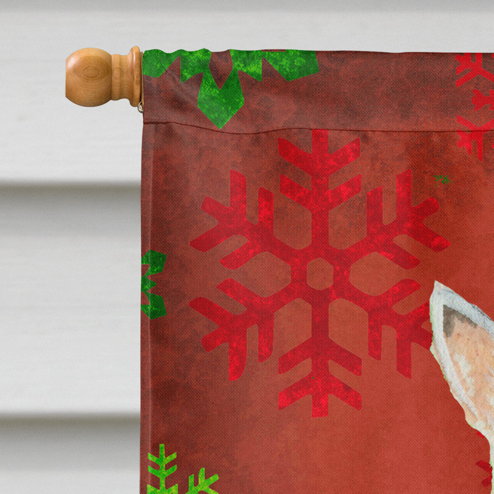 Scottish Terrier Red  Green Snowflakes Holiday Christmas Flag Canvas House Size  the-store.com.