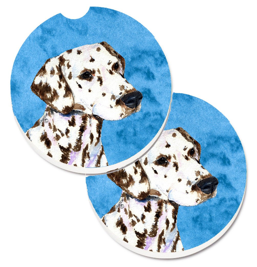 Blue Dalmatian Set of 2 Cup Holder Car Coasters SS4745-BUCARC by Caroline's Treasures