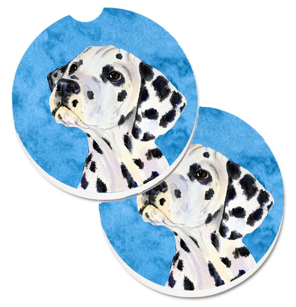 Blue Dalmatian Set of 2 Cup Holder Car Coasters SS4768-BUCARC by Caroline's Treasures