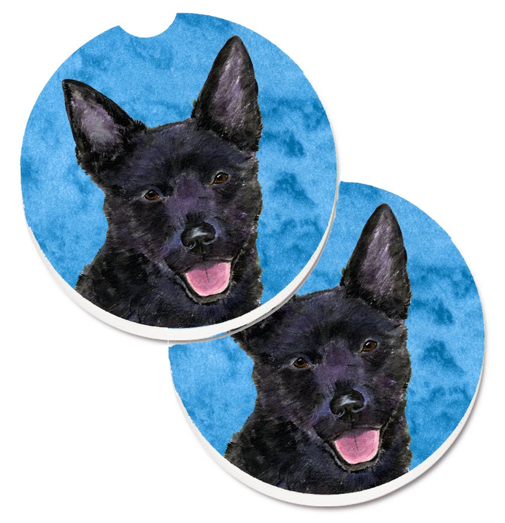 Blue Australian Kelpie Set of 2 Cup Holder Car Coasters SS4774-BUCARC by Caroline&#39;s Treasures