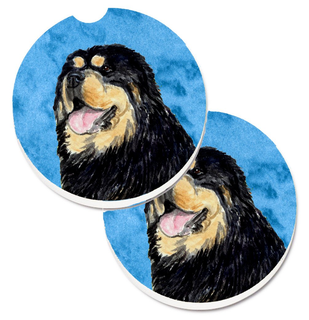 Blue Tibetan Mastiff Set of 2 Cup Holder Car Coasters SS4788-BUCARC by Caroline's Treasures