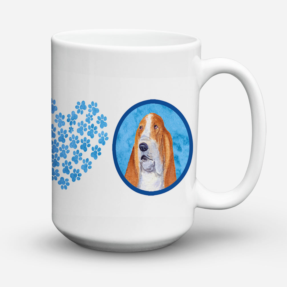 Basset Hound  Dishwasher Safe Microwavable Ceramic Coffee Mug 15 ounce SS4804  the-store.com.