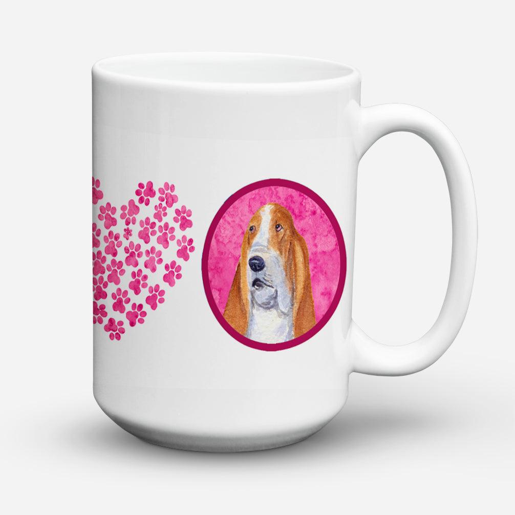 Basset Hound  Dishwasher Safe Microwavable Ceramic Coffee Mug 15 ounce SS4804  the-store.com.