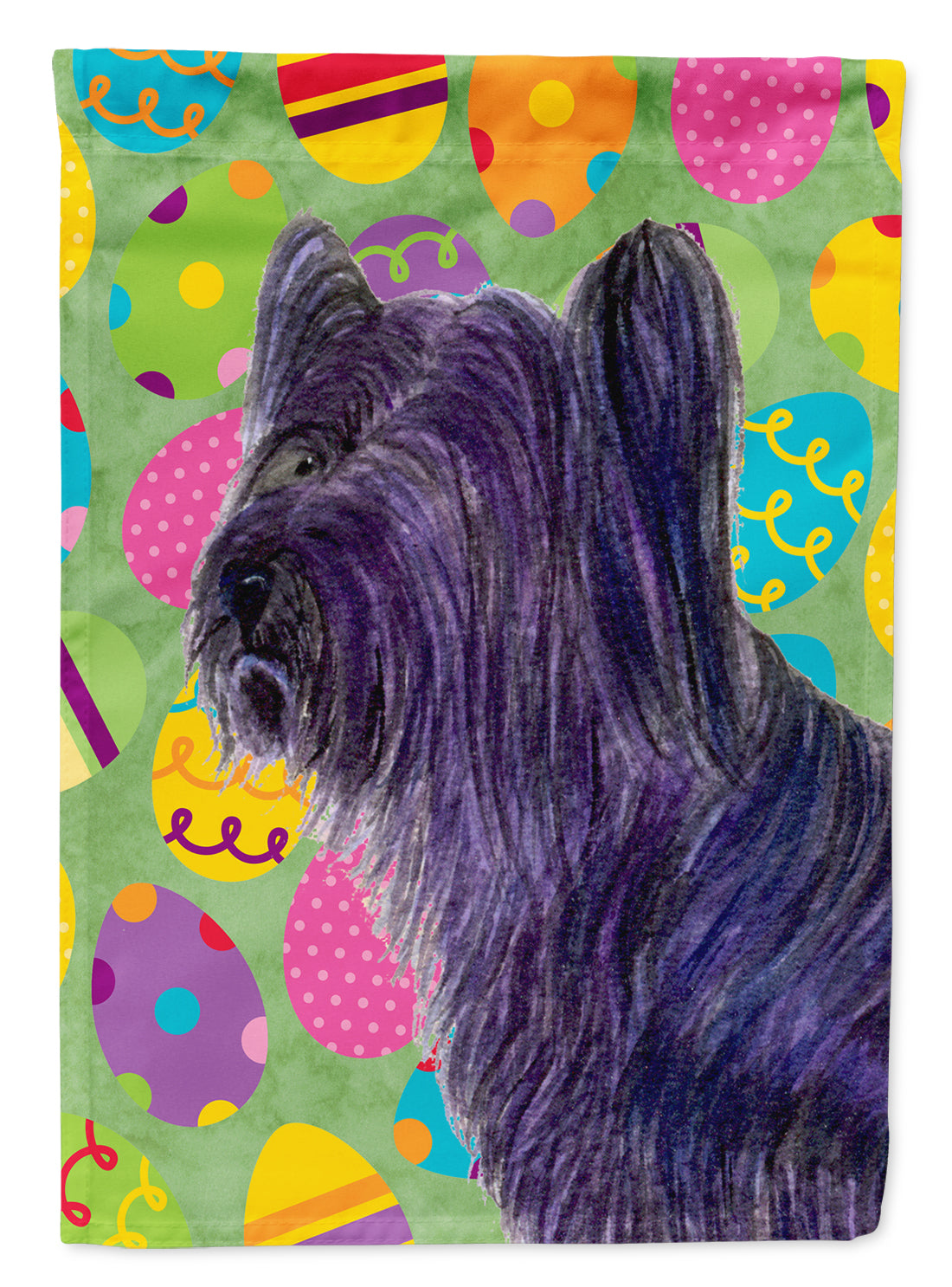 Skye Terrier Easter Eggtravaganza Flag Canvas House Size  the-store.com.