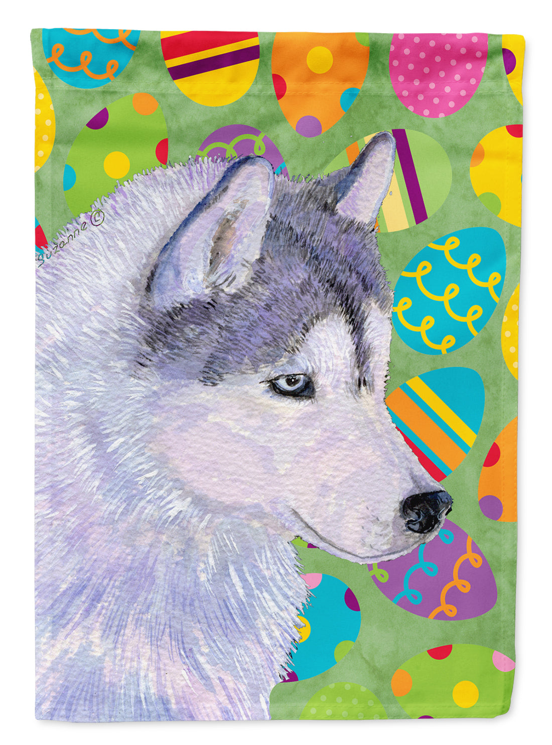 Siberian Husky Easter Eggtravaganza Flag Garden Size  the-store.com.