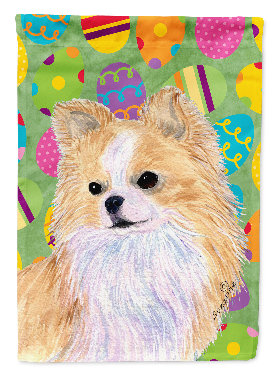 Chihuahua Easter Eggtravaganza Flag Canvas House Size  the-store.com.