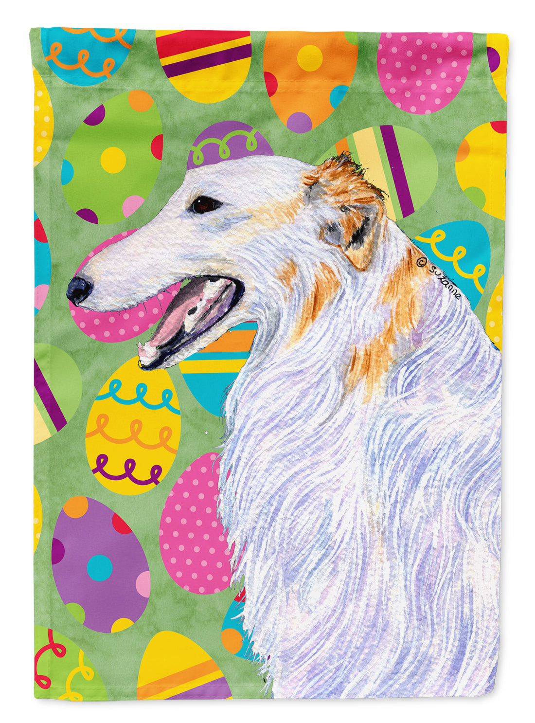 Borzoi Easter Eggtravaganza Flag Canvas House Size  the-store.com.