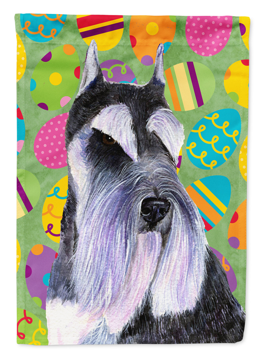 Schnauzer Easter Eggtravaganza Flag Canvas House Size  the-store.com.