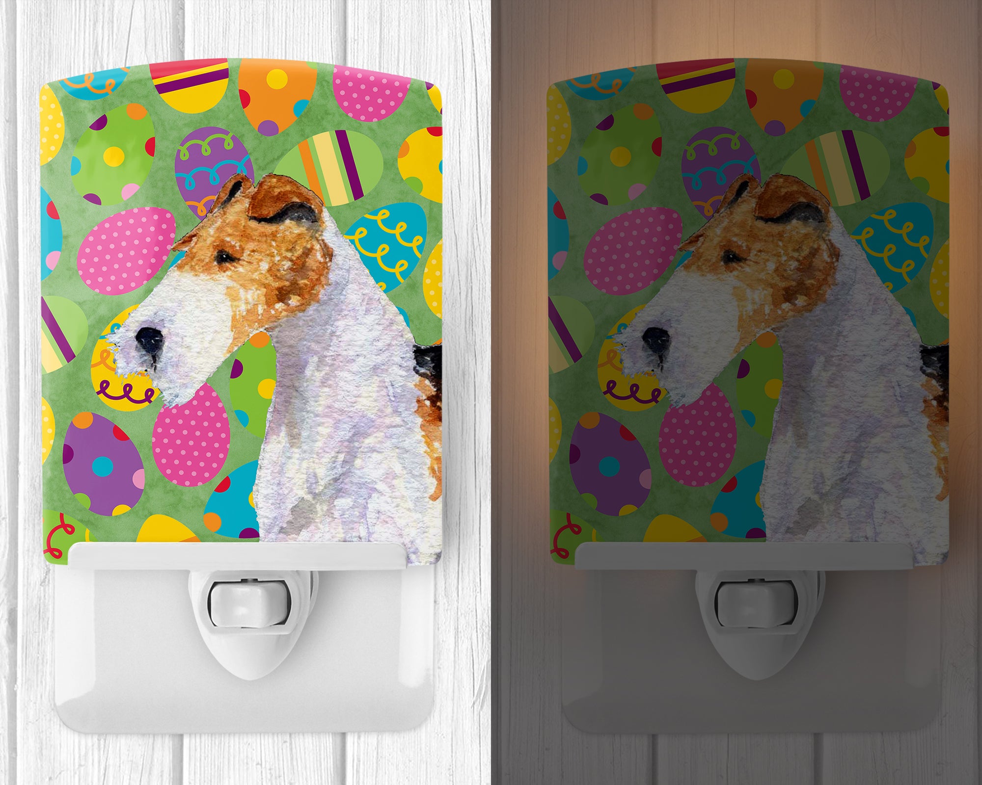 Fox Terrier Easter Eggtravaganza Ceramic Night Light SS4823CNL - the-store.com