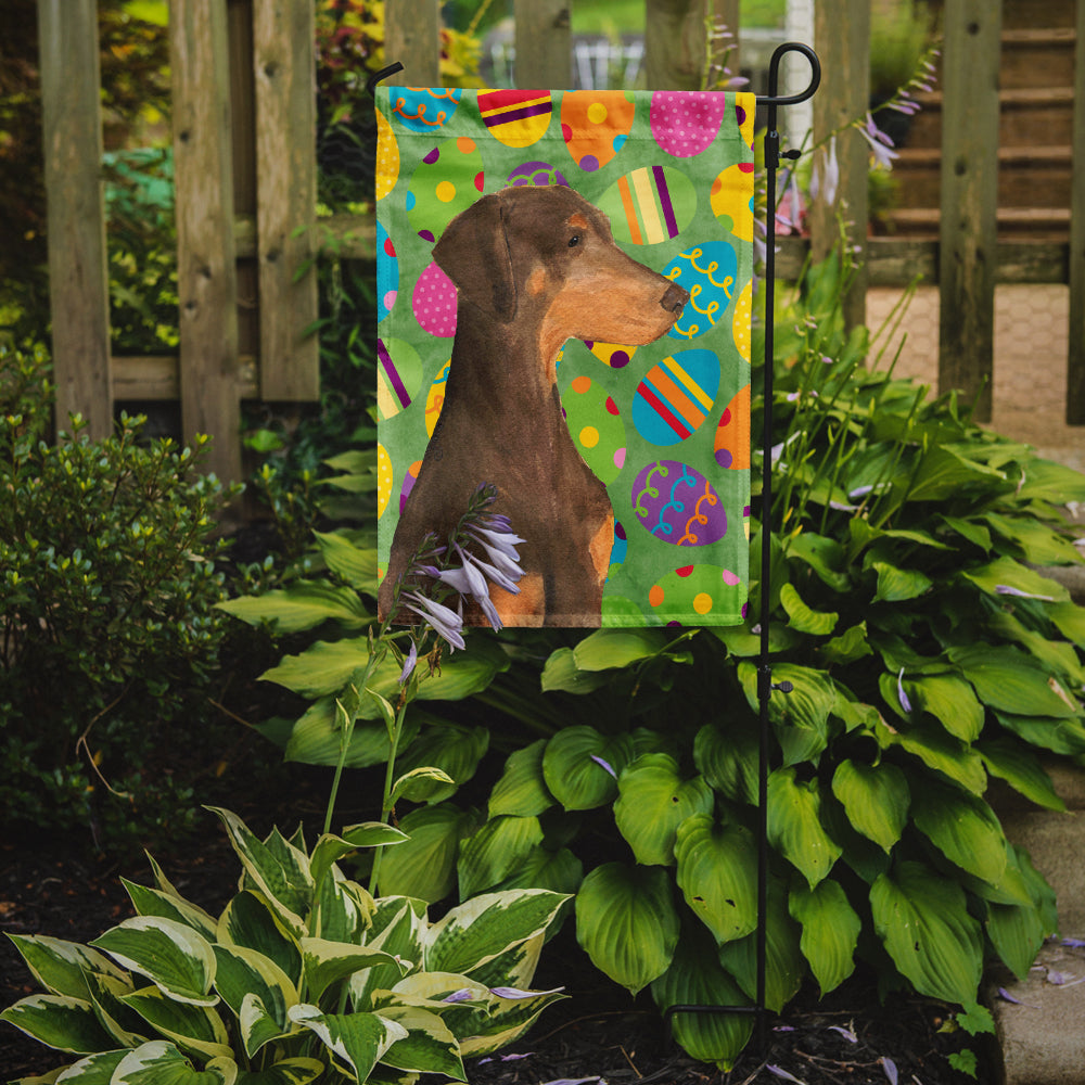 Doberman Easter Eggtravaganza Flag Garden Size  the-store.com.