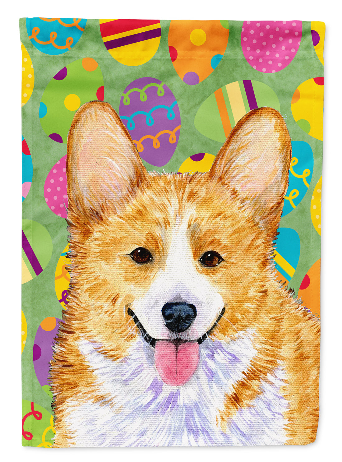 Corgi Easter Eggtravaganza Flag Canvas House Size  the-store.com.