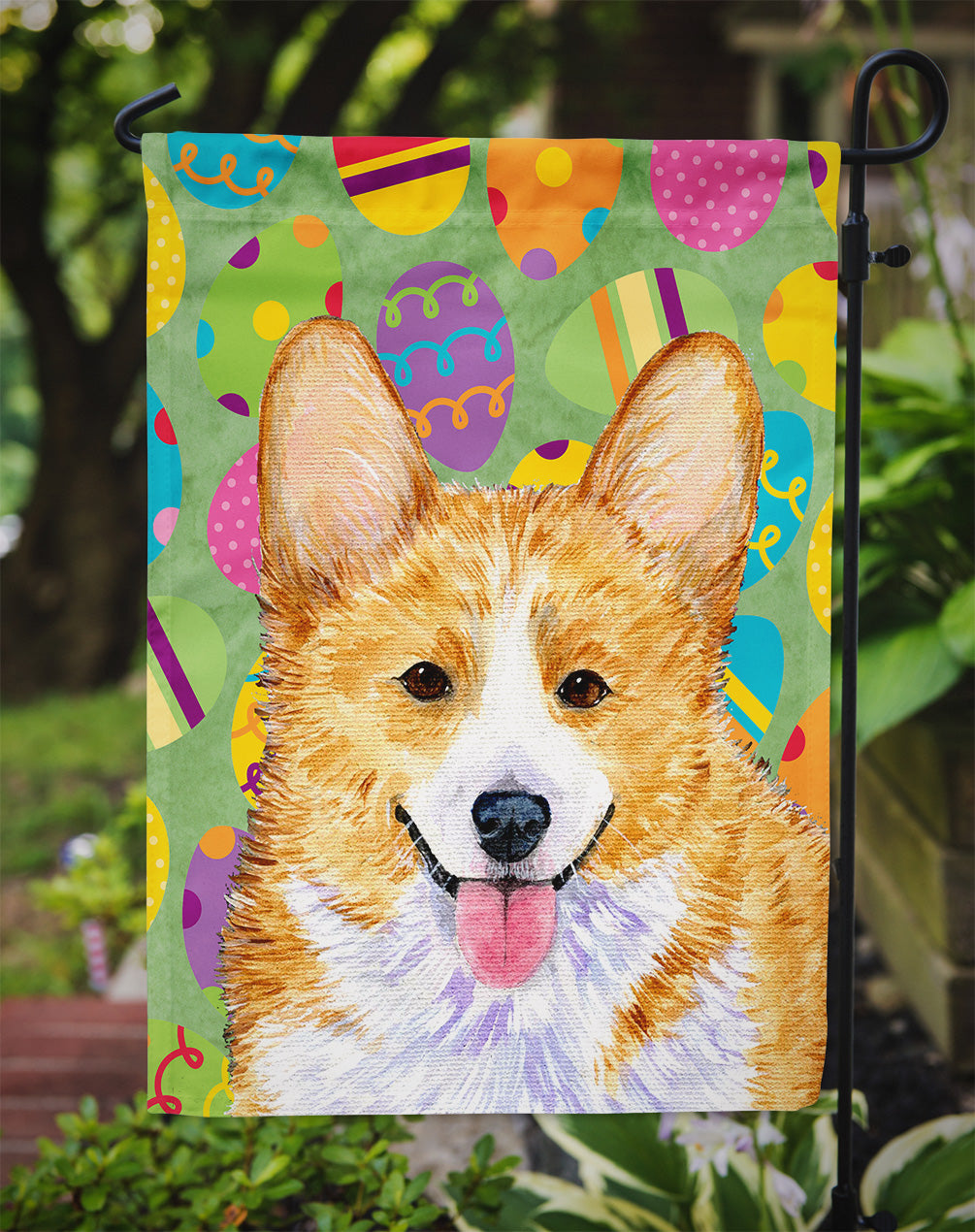 Corgi Easter Eggtravaganza Flag Garden Size  the-store.com.