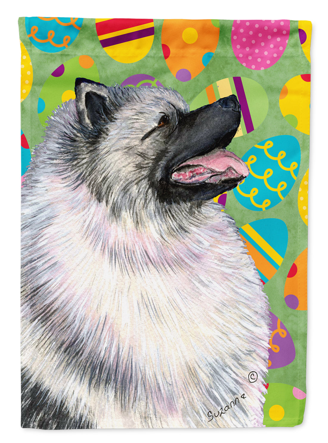 Keeshond Easter Eggtravaganza Flag Canvas House Size  the-store.com.