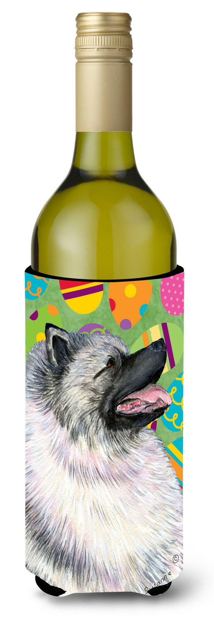 Keeshond Easter Eggtravaganza Wine Bottle Beverage Insulator Beverage Insulator Hugger by Caroline&#39;s Treasures